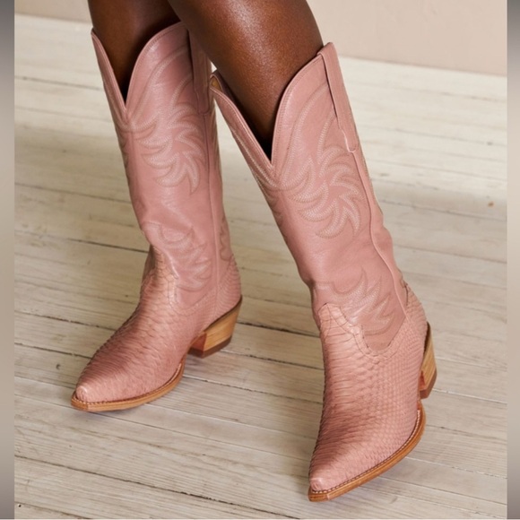 Tecovas Annie Dusty Rose Python Boots 6.5 - Picture 8 of 9